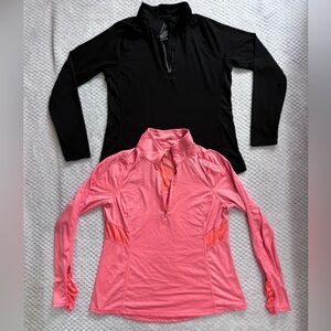 Coral and Black Quarter-Zip Tops